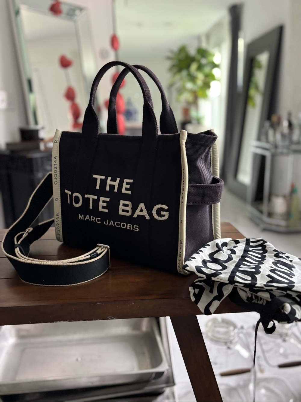 Marc Jacobs Black Canvas Tote with Cream Trim